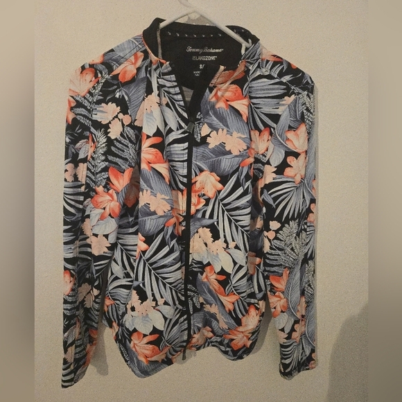 Tommy Bahama Tops - Tommy Bahama Islandzone Womens Size Small Floral Zip Jacket Tropical Full Zipper